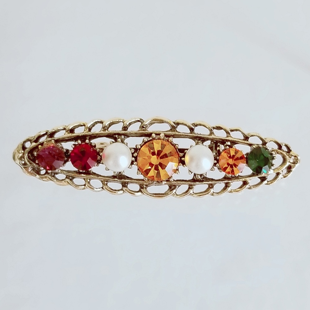 Vintage Gold Rhinestone Brooch
